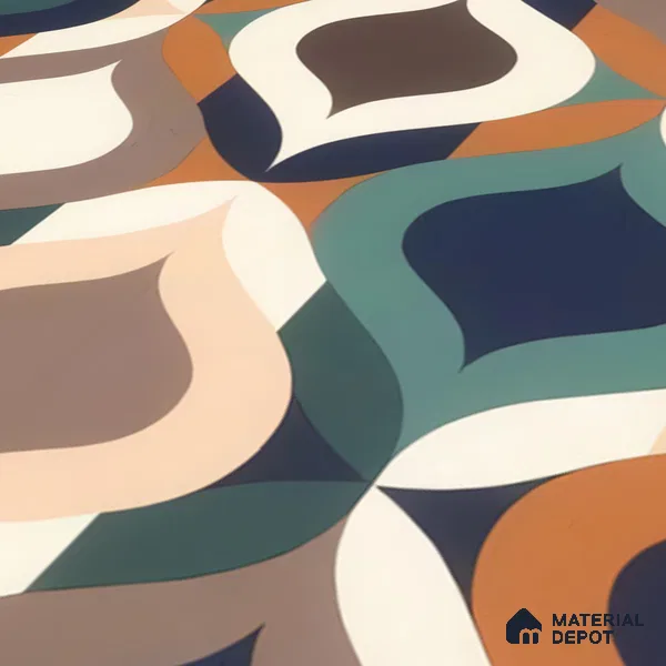 Moroccan Floor & Wall Tile TL 07314 Retro Curve 1 ft x 1 ft Ceramic Matte Finish - 9 mm | Suitable For Kitchen, Bathroom, Living Area | Please Expect a Slight Variation of Pattern (Sample)