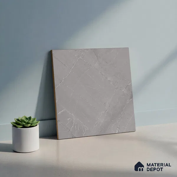 Grey Marble Floor Tile TL 06965   1 ft x 1 ft Ceramic Carving Matte Finish - 9 mm | Suitable for Living Room, Bedroom, Bathroom