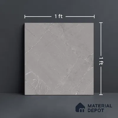 Grey Marble Floor Tile TL 06965   1 ft x 1 ft Ceramic Carving Matte Finish - 9 mm | Suitable for Living Room, Bedroom, Bathroom