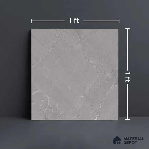 Grey Marble Floor Tile TL 06965   1 ft x 1 ft Ceramic Carving Matte Finish - 9 mm | Suitable for Living Room, Bedroom, Bathroom