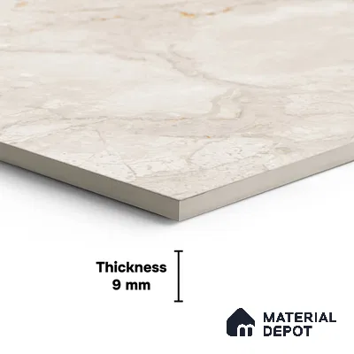 Beige Marble Floor Tile TL 06893   1 ft x 1 ft Ceramic Carving Matte Finish - 9 mm | Suitable for Living Room, Bedroom, Bathroom