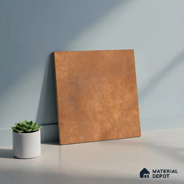 Brown Rustic Floor Tile TL 07026   1 ft x 1 ft Ceramic Carving Matte Finish - 9 mm | Suitable for Living Room, Bedroom, Bathroom