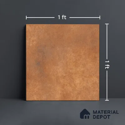 Brown Rustic Floor Tile TL 07026   1 ft x 1 ft Ceramic Carving Matte Finish - 9 mm | Suitable for Living Room, Bedroom, Bathroom