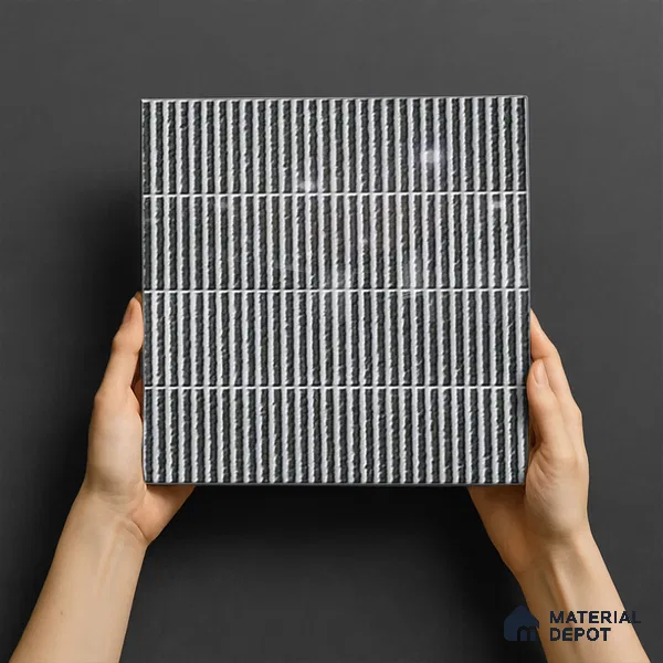 TL 07173 Blend Cosmo Charcoal 1 ft x 1 ft Glossy Finish Ceramic Tile - 10 mm | Please Expect a Slight Variation of Pattern