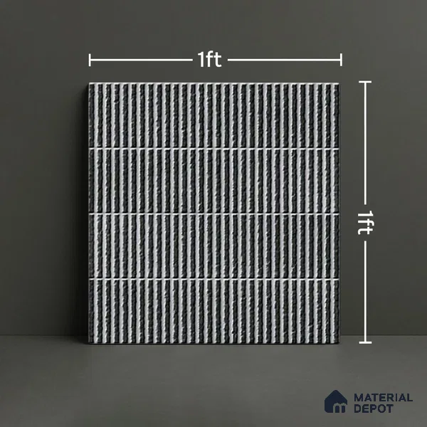 TL 07173 Blend Cosmo Charcoal 1 ft x 1 ft Glossy Finish Ceramic Tile - 10 mm | Please Expect a Slight Variation of Pattern