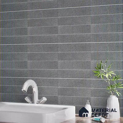 TL 07173 Blend Cosmo Charcoal 1 ft x 1 ft Glossy Finish Ceramic Tile - 10 mm | Please Expect a Slight Variation of Pattern