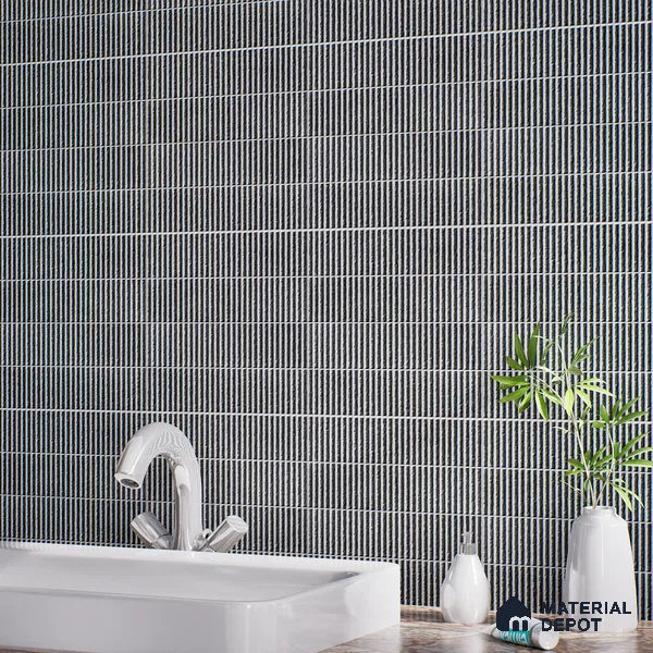 TL 07173 Blend Cosmo Charcoal 1 ft x 1 ft Glossy Finish Ceramic Tile - 10 mm | Please Expect a Slight Variation of Pattern