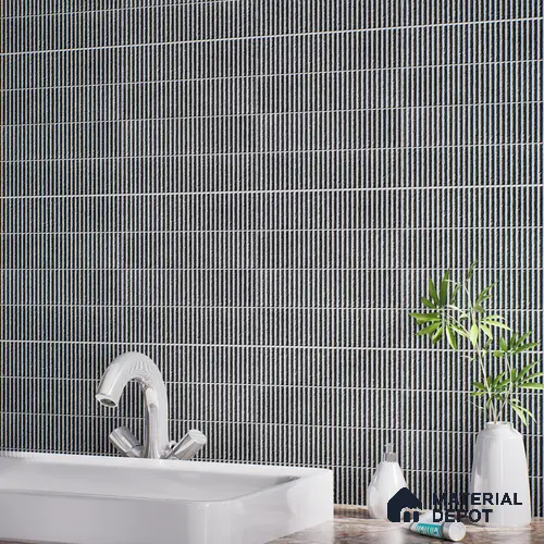 TL 07173 Blend Cosmo Charcoal 1 ft x 1 ft Glossy Finish Ceramic Tile - 10 mm | Please Expect a Slight Variation of Pattern
