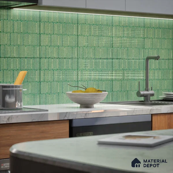 TL 07173 D Blend Cosmo Olive 1 ft x 1 ft Glossy Finish Ceramic Tile - 10 mm | Please Expect a Slight Variation of Pattern