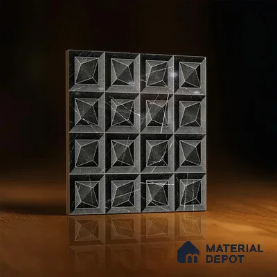 TL 07183 C Prism Cosmo Black 1 ft x 1 ft Glossy Finish Ceramic Tile - 10 mm