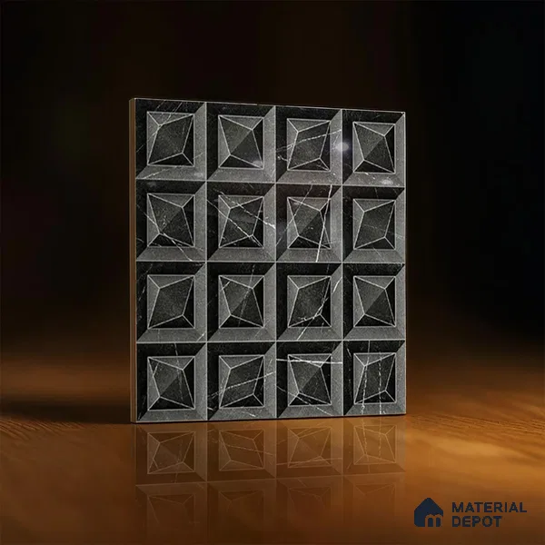 TL 07183 C Prism Cosmo Black 1 ft x 1 ft Glossy Finish Ceramic Tile - 10 mm