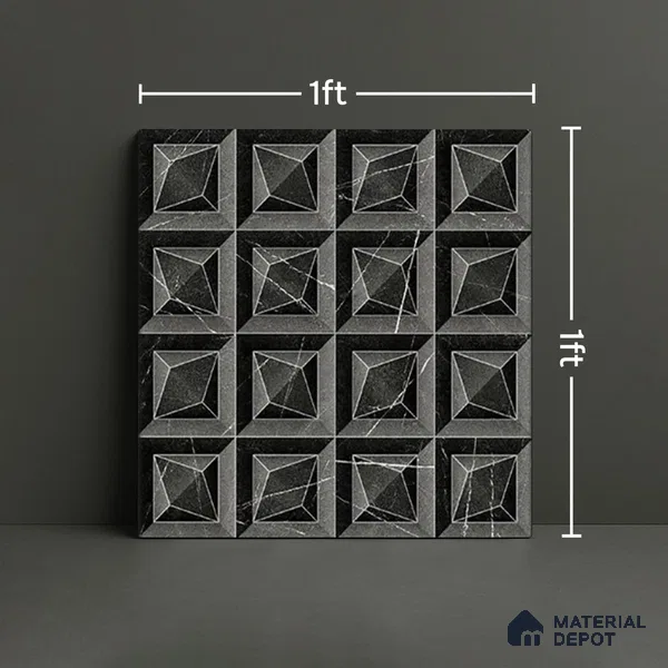 TL 07183 C Prism Cosmo Black 1 ft x 1 ft Glossy Finish Ceramic Tile - 10 mm