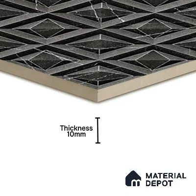 TL 07183 C Prism Cosmo Black 1 ft x 1 ft Glossy Finish Ceramic Tile - 10 mm