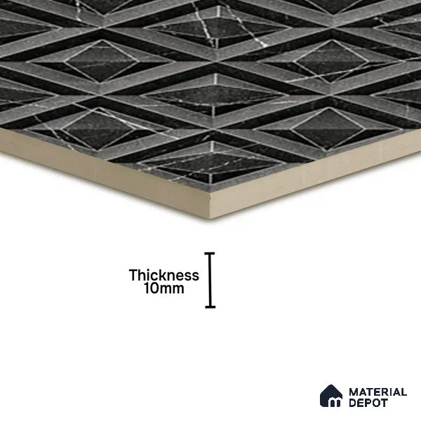 TL 07183 C Prism Cosmo Black 1 ft x 1 ft Glossy Finish Ceramic Tile - 10 mm