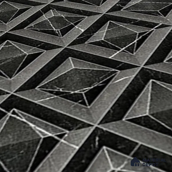 TL 07183 C Prism Cosmo Black 1 ft x 1 ft Glossy Finish Ceramic Tile - 10 mm