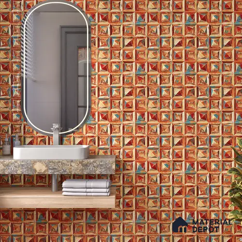 TL 07183 D Prism Cosmo Russet 1 ft x 1 ft Glossy Finish Ceramic Tile - 10 mm
