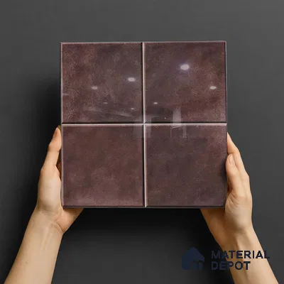 Stone Wall & Floor TL 07175 B Kenzo Cosmo Burgundy 1 ft x 1 ft Glossy Finish Ceramic Tile - 10 mm