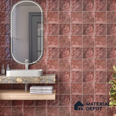 Stone Wall & Floor TL 07175 B Kenzo Cosmo Burgundy 1 ft x 1 ft Glossy Finish Ceramic Tile - 10 mm