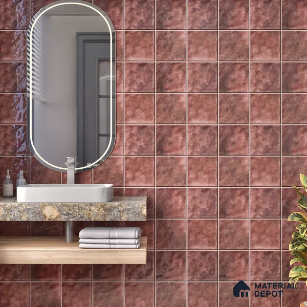 Stone Wall & Floor TL 07175 B Kenzo Cosmo Burgundy 1 ft x 1 ft Glossy Finish Ceramic Tile - 10 mm