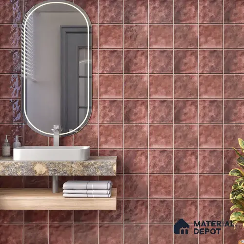 Stone Wall & Floor TL 07175 B Kenzo Cosmo Burgundy 1 ft x 1 ft Glossy Finish Ceramic Tile - 10 mm