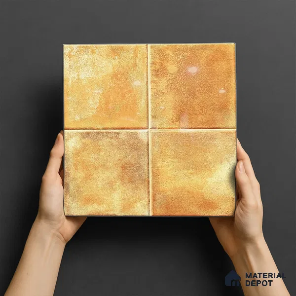 Stone Wall & Floor TL 07175 E Kenzo Cosmo Mustard 1 ft x 1 ft Glossy Finish Ceramic Tile - 10 mm