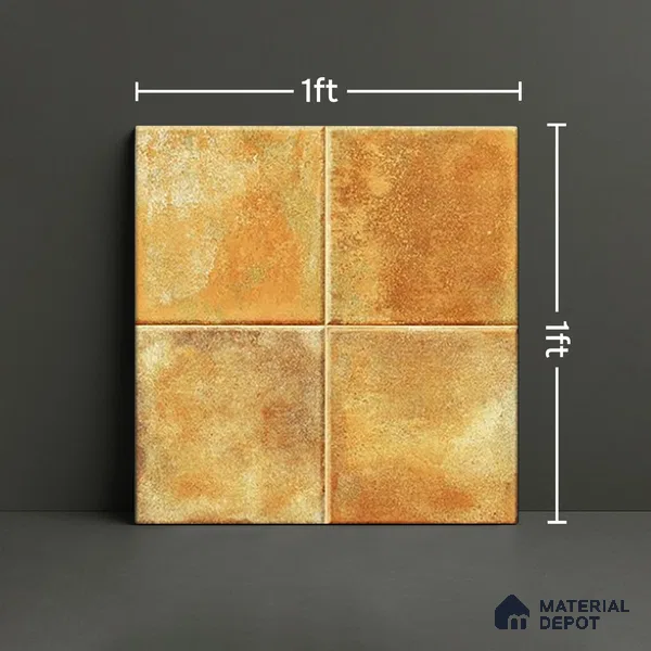 Stone Wall & Floor TL 07175 E Kenzo Cosmo Mustard 1 ft x 1 ft Glossy Finish Ceramic Tile - 10 mm