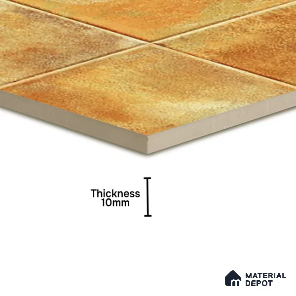 Stone Wall & Floor TL 07175 E Kenzo Cosmo Mustard 1 ft x 1 ft Glossy Finish Ceramic Tile - 10 mm