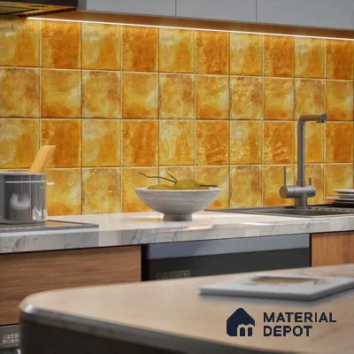 Stone Wall & Floor TL 07175 E Kenzo Cosmo Mustard 1 ft x 1 ft Glossy Finish Ceramic Tile - 10 mm