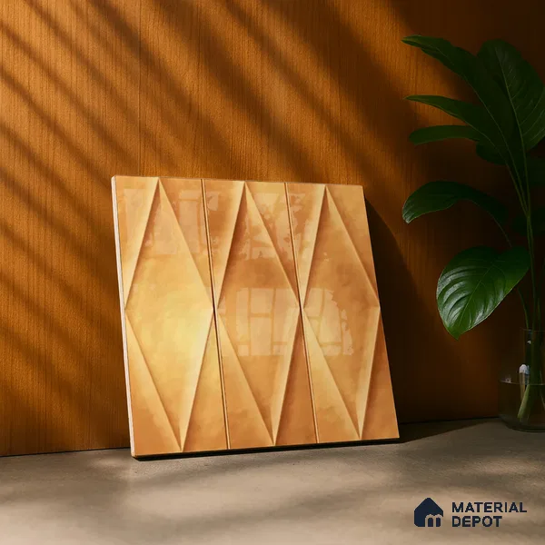 Faux Subway Wall Tile TL 07182 D Plaka Cosmo Gold 1 ft x 1 ft Glossy Finish Ceramic Tile - 10 mm | Suitable For Kitchen & Bathroom