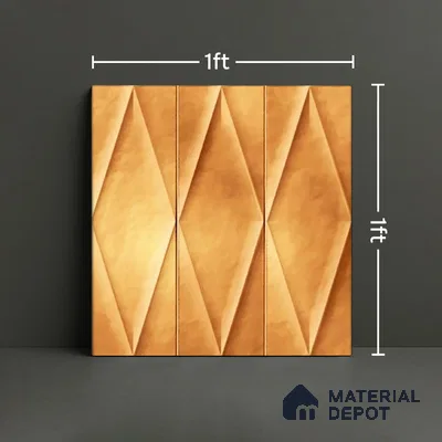 Faux Subway Wall Tile TL 07182 D Plaka Cosmo Gold 1 ft x 1 ft Glossy Finish Ceramic Tile - 10 mm | Suitable For Kitchen & Bathroom