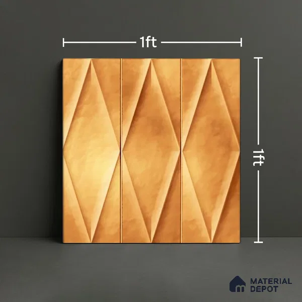 Faux Subway Wall Tile TL 07182 D Plaka Cosmo Gold 1 ft x 1 ft Glossy Finish Ceramic Tile - 10 mm | Suitable For Kitchen & Bathroom