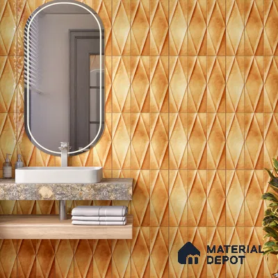 Faux Subway Wall Tile TL 07182 D Plaka Cosmo Gold 1 ft x 1 ft Glossy Finish Ceramic Tile - 10 mm | Suitable For Kitchen & Bathroom