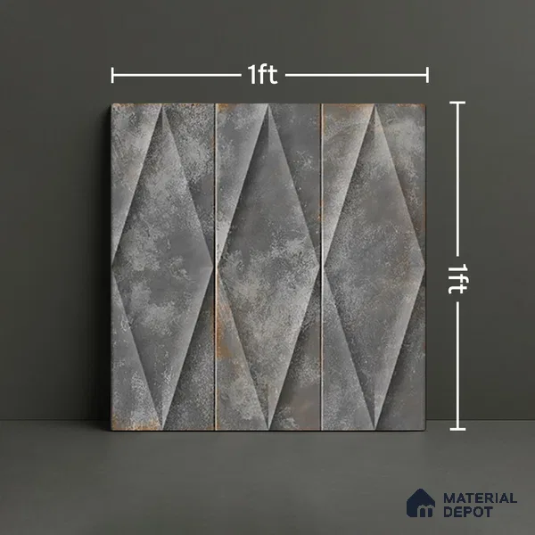 Faux Subway Wall Tile TL 07182 E Plaka Cosmo Slate 1 ft x 1 ft Glossy Finish Ceramic Tile - 10 mm | Suitable For Kitchen & Bathroom