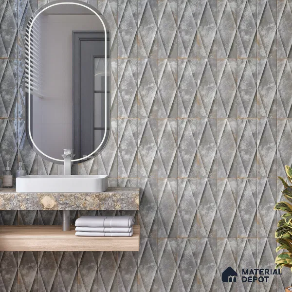 Faux Subway Wall Tile TL 07182 E Plaka Cosmo Slate 1 ft x 1 ft Glossy Finish Ceramic Tile - 10 mm | Suitable For Kitchen & Bathroom