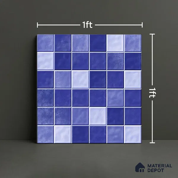 Mosaic Floor & Wall Tile TL 07178 B Lusso Cosmo Navy 1 ft x 1 ft Glossy Finish Ceramic Tile - 10 mm