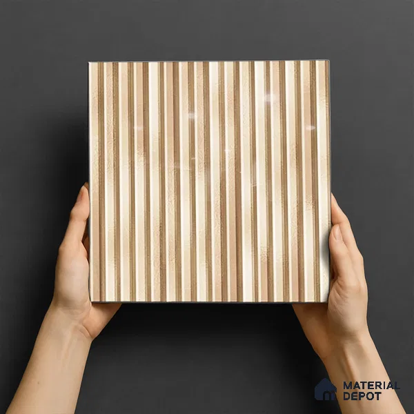 TL 07177 D Liner Cosmo Ivory 1 ft x 1 ft Glossy Finish Ceramic Tile - 10 mm | Please Expect a Slight Variation of Pattern