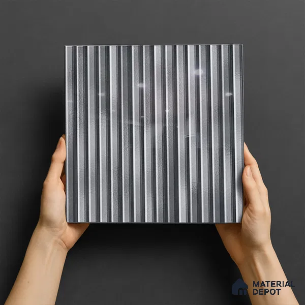 TL 07177 G Liner Cosmo Nero 1 ft x 1 ft Glossy Finish Ceramic Tile - 10 mm | Please Expect a Slight Variation of Pattern
