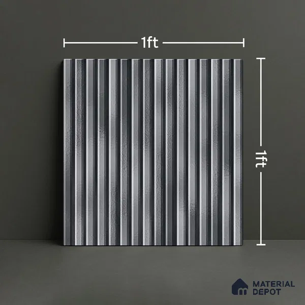 TL 07177 G Liner Cosmo Nero 1 ft x 1 ft Glossy Finish Ceramic Tile - 10 mm | Please Expect a Slight Variation of Pattern