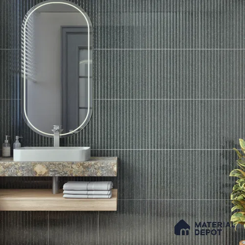 TL 07177 H Liner Cosmo Raven 1 ft x 1 ft Glossy Finish Ceramic Tile - 10 mm | Please Expect a Slight Variation of Pattern