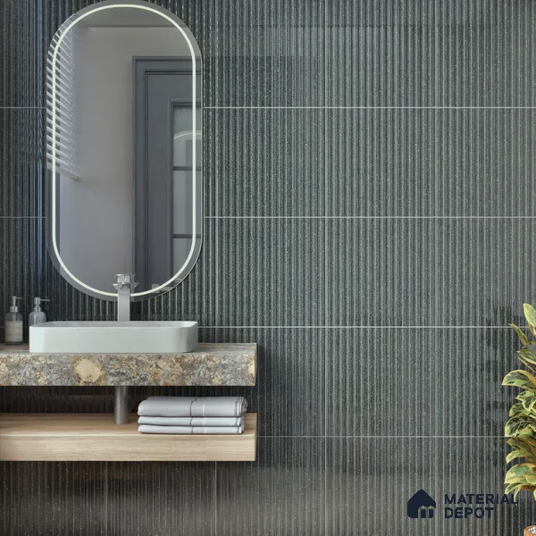TL 07177 H Liner Cosmo Raven 1 ft x 1 ft Glossy Finish Ceramic Tile - 10 mm | Please Expect a Slight Variation of Pattern