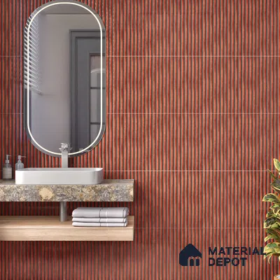 TL 07177 J Liner Cosmo Wine 1 ft x 1 ft Glossy Finish Ceramic Tile - 10 mm | Please Expect a Slight Variation of Pattern