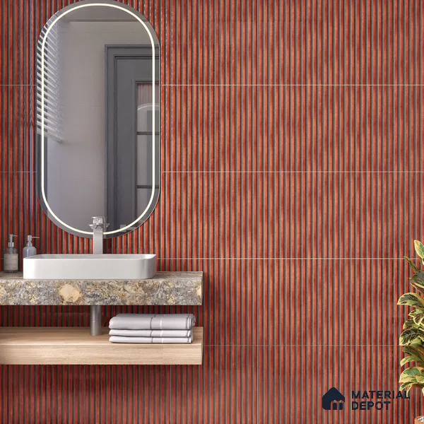 TL 07177 J Liner Cosmo Wine 1 ft x 1 ft Glossy Finish Ceramic Tile - 10 mm | Please Expect a Slight Variation of Pattern