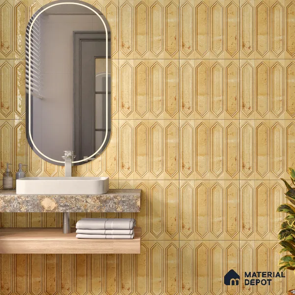 Highlighter Wall Tile TL 07181 Picket Cosmo Amber 1 ft x 1 ft Glossy Finish Ceramic Tile - 10 mm | Suitable For Kitchen & Bathroom