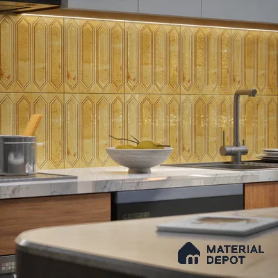 Highlighter Wall Tile TL 07181 Picket Cosmo Amber 1 ft x 1 ft Glossy Finish Ceramic Tile - 10 mm | Suitable For Kitchen & Bathroom