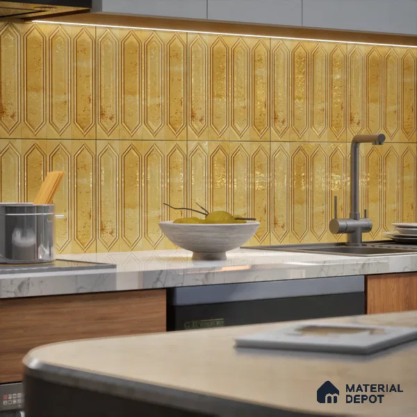 Highlighter Wall Tile TL 07181 Picket Cosmo Amber 1 ft x 1 ft Glossy Finish Ceramic Tile - 10 mm | Suitable For Kitchen & Bathroom