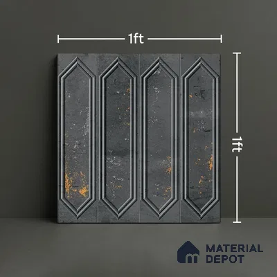 Highlighter Wall Tile TL 07181 C Picket Cosmo Ebony 1 ft x 1 ft Glossy Finish Ceramic Tile - 10 mm | Suitable For Kitchen & Bathroom