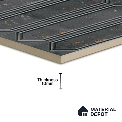 Highlighter Wall Tile TL 07181 C Picket Cosmo Ebony 1 ft x 1 ft Glossy Finish Ceramic Tile - 10 mm | Suitable For Kitchen & Bathroom
