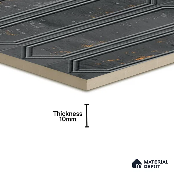Highlighter Wall Tile TL 07181 C Picket Cosmo Ebony 1 ft x 1 ft Glossy Finish Ceramic Tile - 10 mm | Suitable For Kitchen & Bathroom