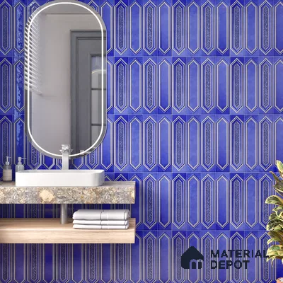 Highlighter Wall Tile TL 07181 F Picket Cosmo Sapphire 1 ft x 1 ft Glossy Finish Ceramic Tile - 10 mm | Suitable For Kitchen & Bathroom