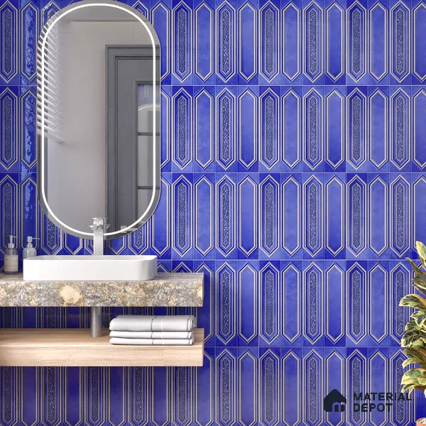 Highlighter Wall Tile TL 07181 F Picket Cosmo Sapphire 1 ft x 1 ft Glossy Finish Ceramic Tile - 10 mm | Suitable For Kitchen & Bathroom